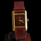 Cartier Vintage Tank Must Vermeil Gold Plated Silver  / Red