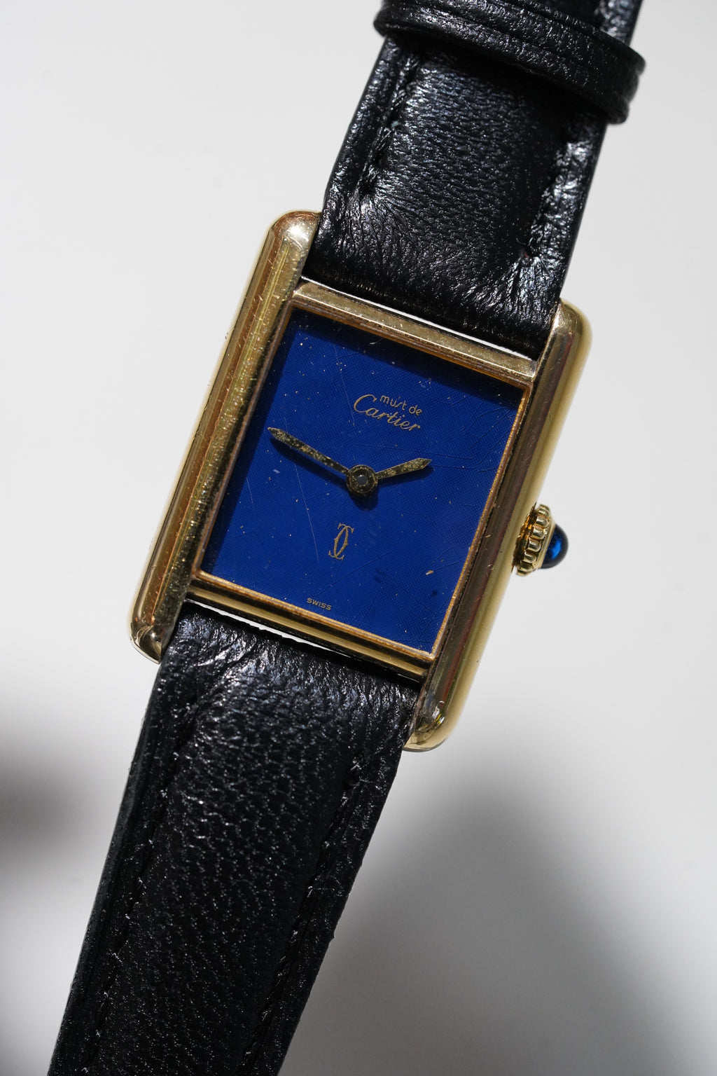 Cartier Vintage Tank Must Vermeil Gold Plated Silver / BLUE