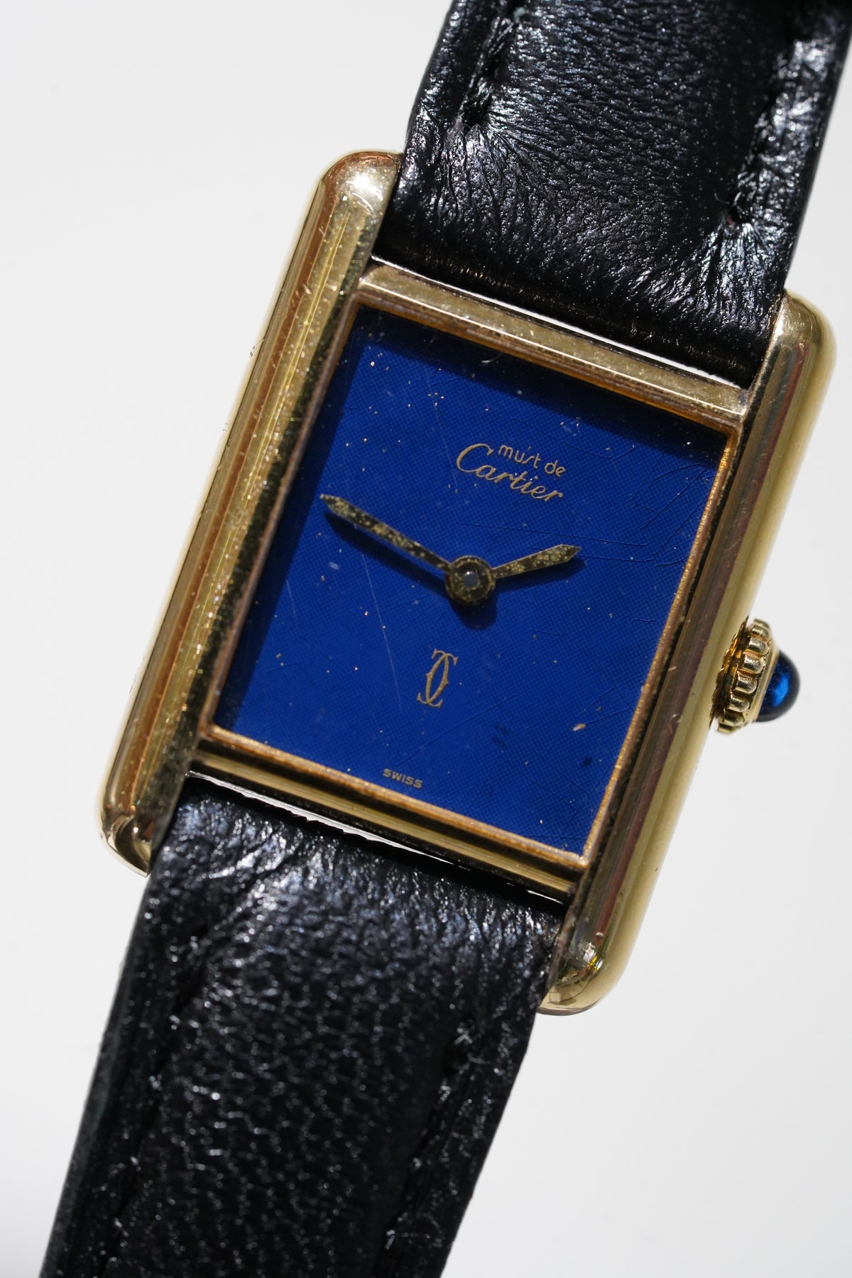 Cartier Vintage Tank Must Vermeil Gold Plated Silver / BLUE