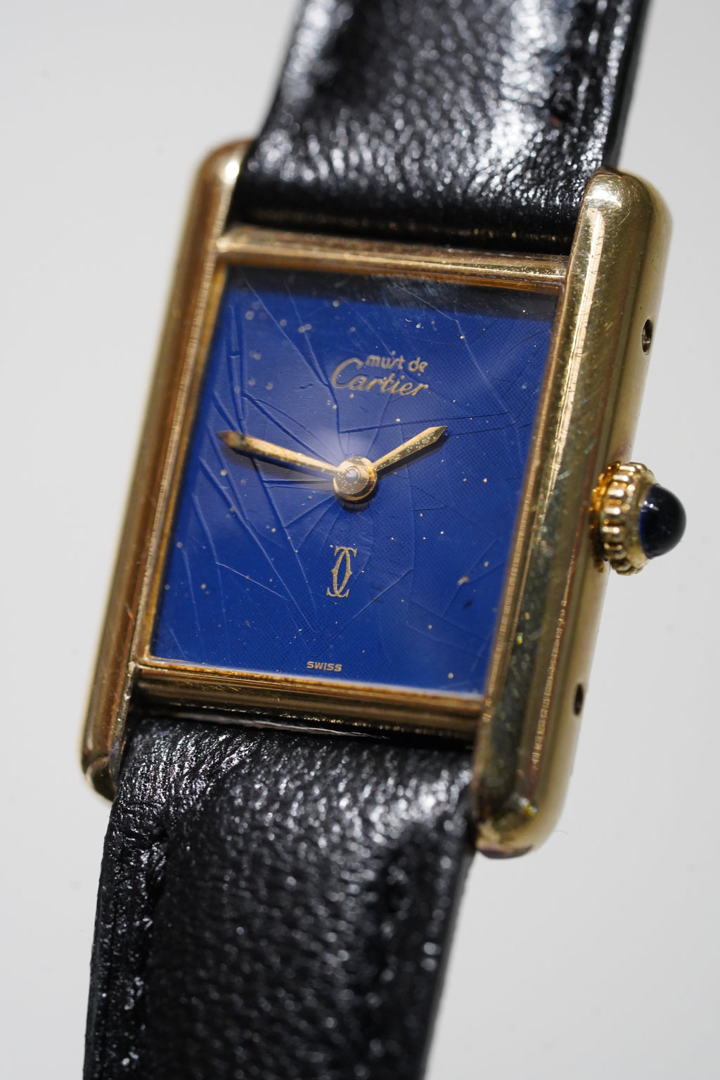 Cartier Vintage Tank Must Vermeil Gold Plated Silver / BLUE