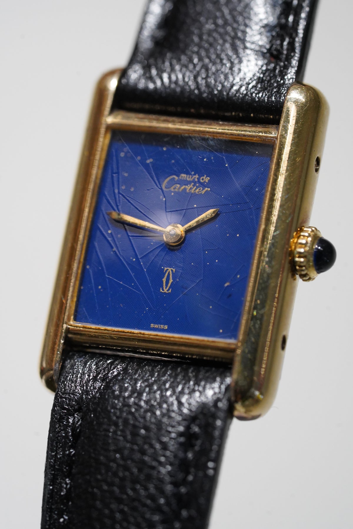 Cartier Vintage Tank Must Vermeil Gold Plated Silver / BLUE
