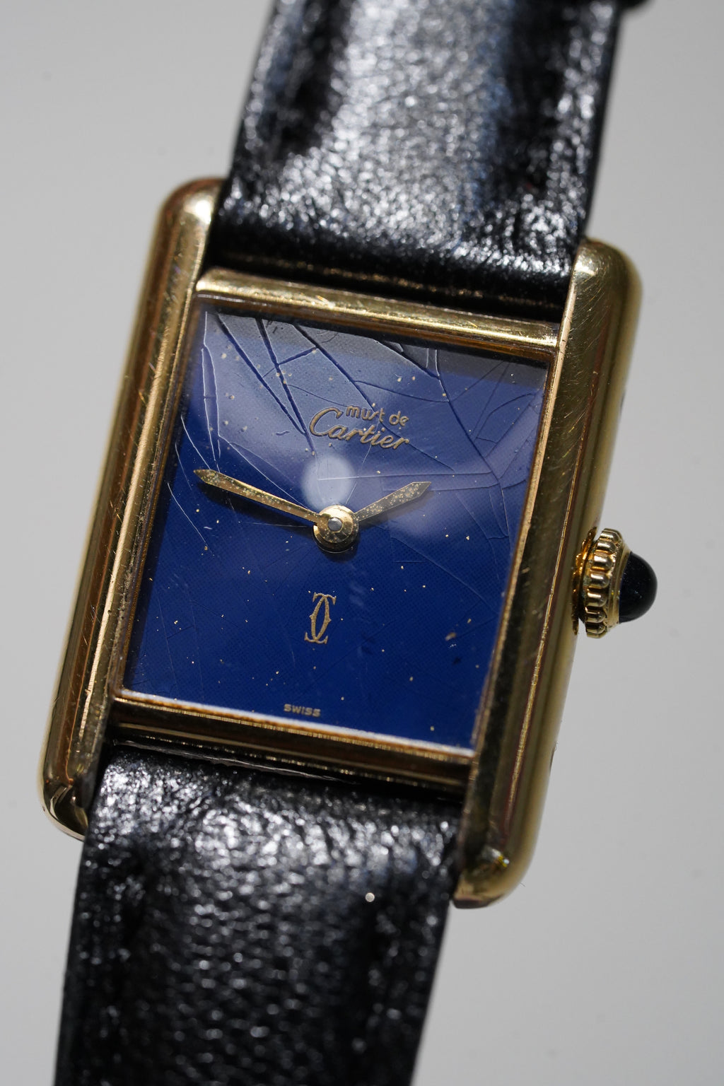 Cartier Vintage Tank Must Vermeil Gold Plated Silver / BLUE