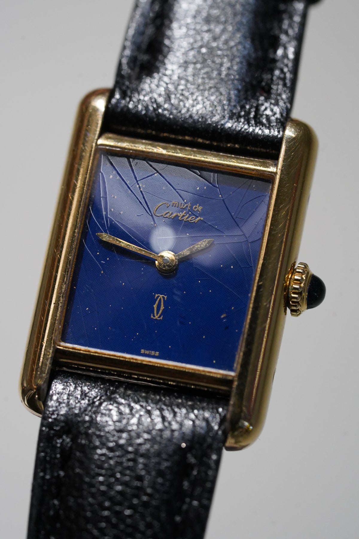 Cartier Vintage Tank Must Vermeil Gold Plated Silver / BLUE