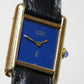 Cartier Vintage Tank Must Vermeil Gold Plated Silver / BLUE