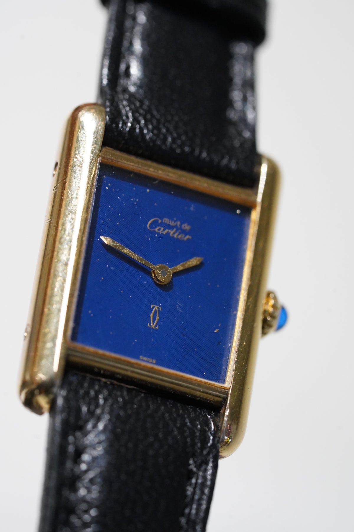 Cartier Vintage Tank Must Vermeil Gold Plated Silver / BLUE