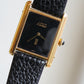 Cartier Vintage Tank Must Vermeil Gold Plated Silver  / black Dial