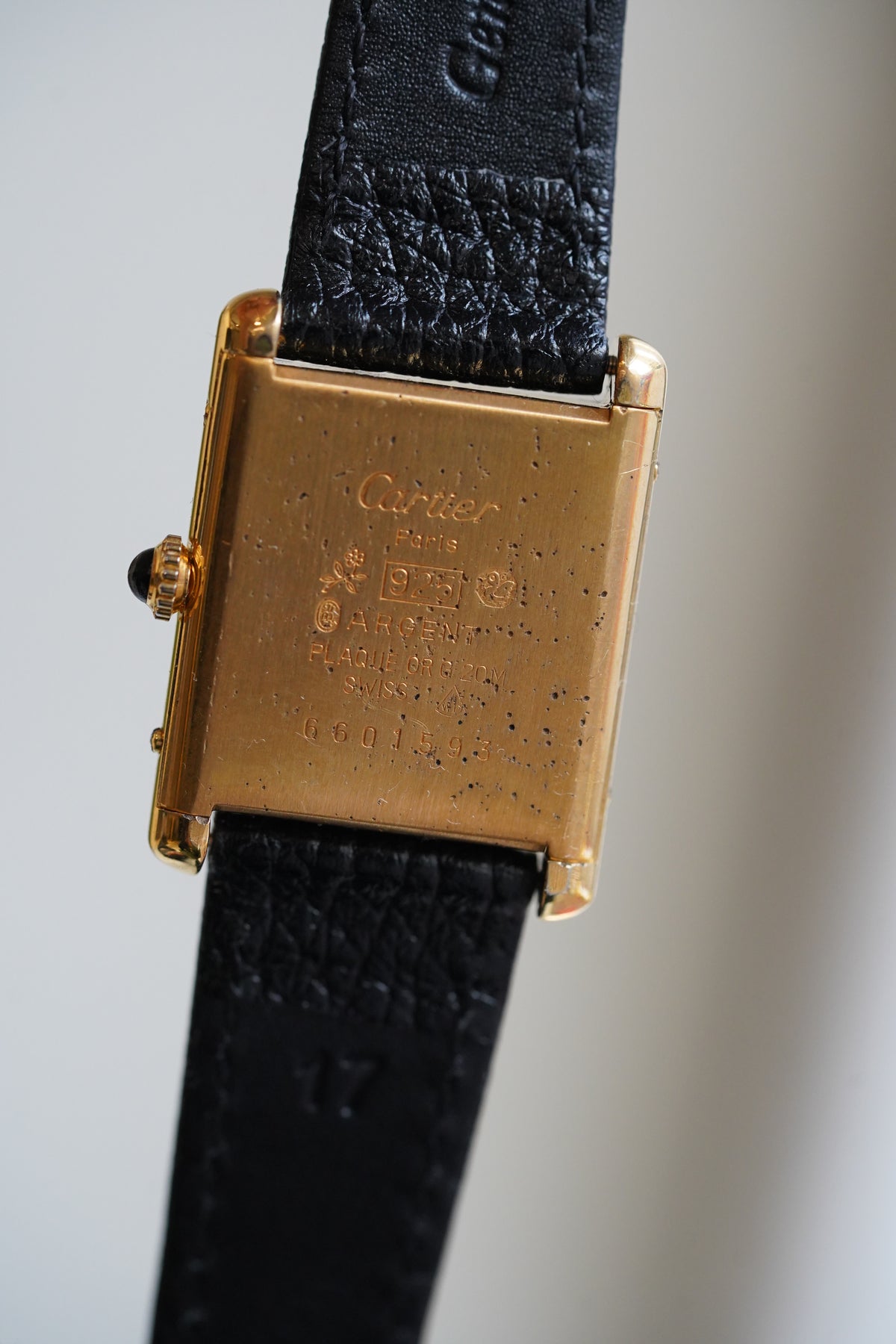 Cartier Vintage Tank Must Vermeil Gold Plated Silver  / black Dial