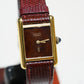 Cartier Vintage Tank Must Vermeil Gold Plated Silver  / Red