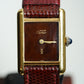 Cartier Vintage Tank Must Vermeil Gold Plated Silver  / Red