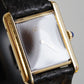 Cartier Vintage Tank Must Vermeil Gold Plated Silver  / Wood Dial