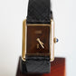 Cartier Vintage Tank Must Vermeil Gold Plated Silver  / Wood Dial