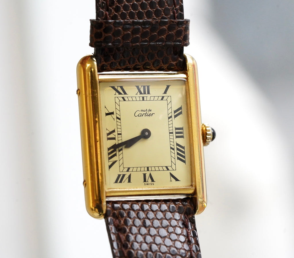Cartier Vintage Tank Must Vermeil Gold Plated Silver  / yellow Dial 3