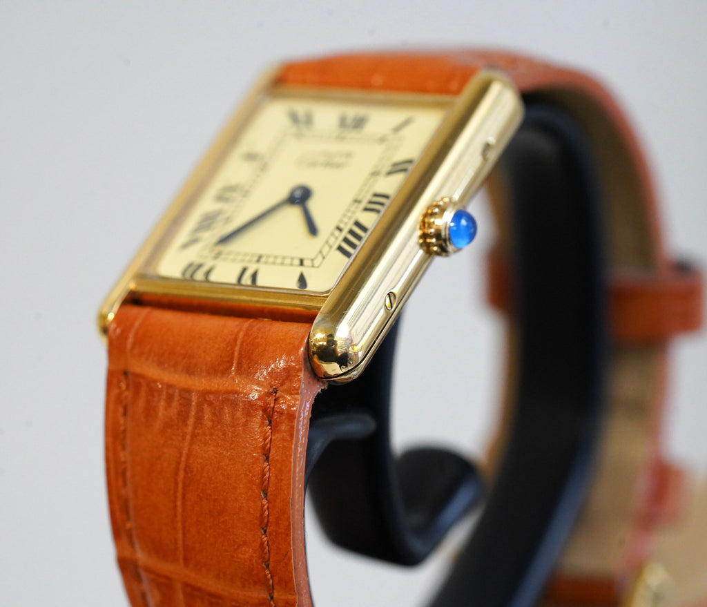 Cartier Vintage Tank Must Vermeil Gold Plated Silver  / yellow Dial 2