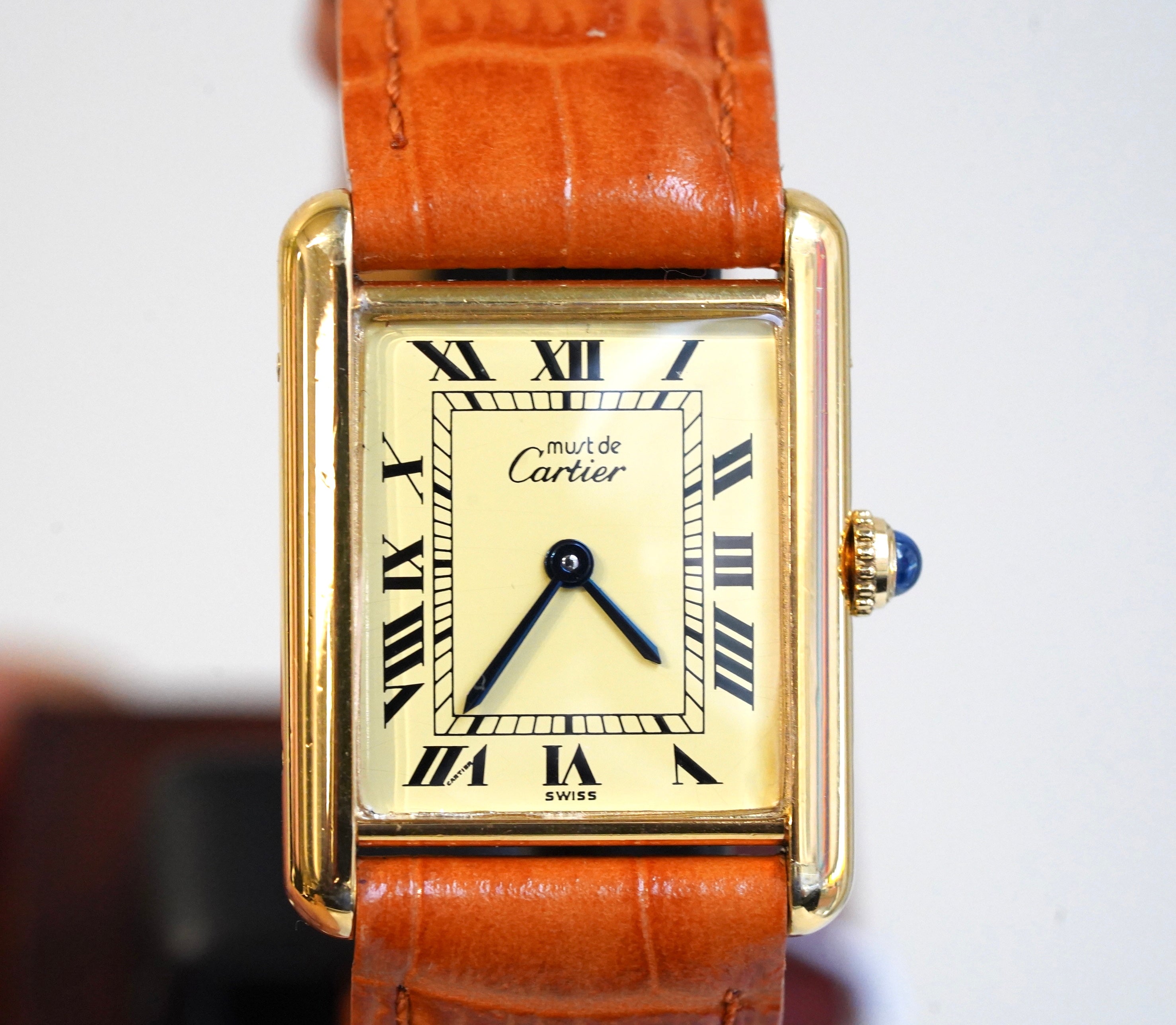 Cartier Vintage Tank Must Vermeil Gold Plated Silver  / yellow Dial 2