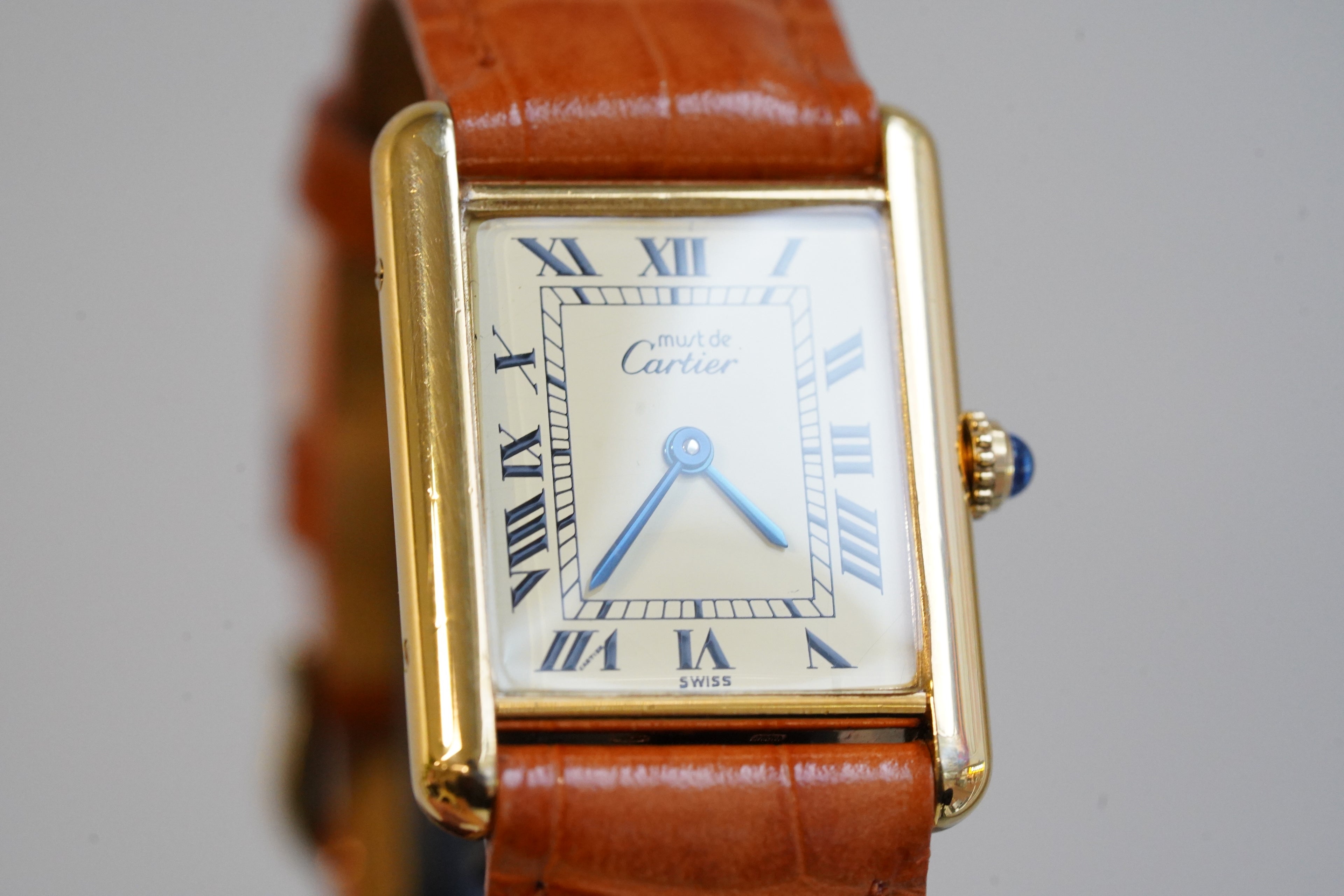 Cartier Vintage Tank Must Vermeil Gold Plated Silver  / yellow Dial 2