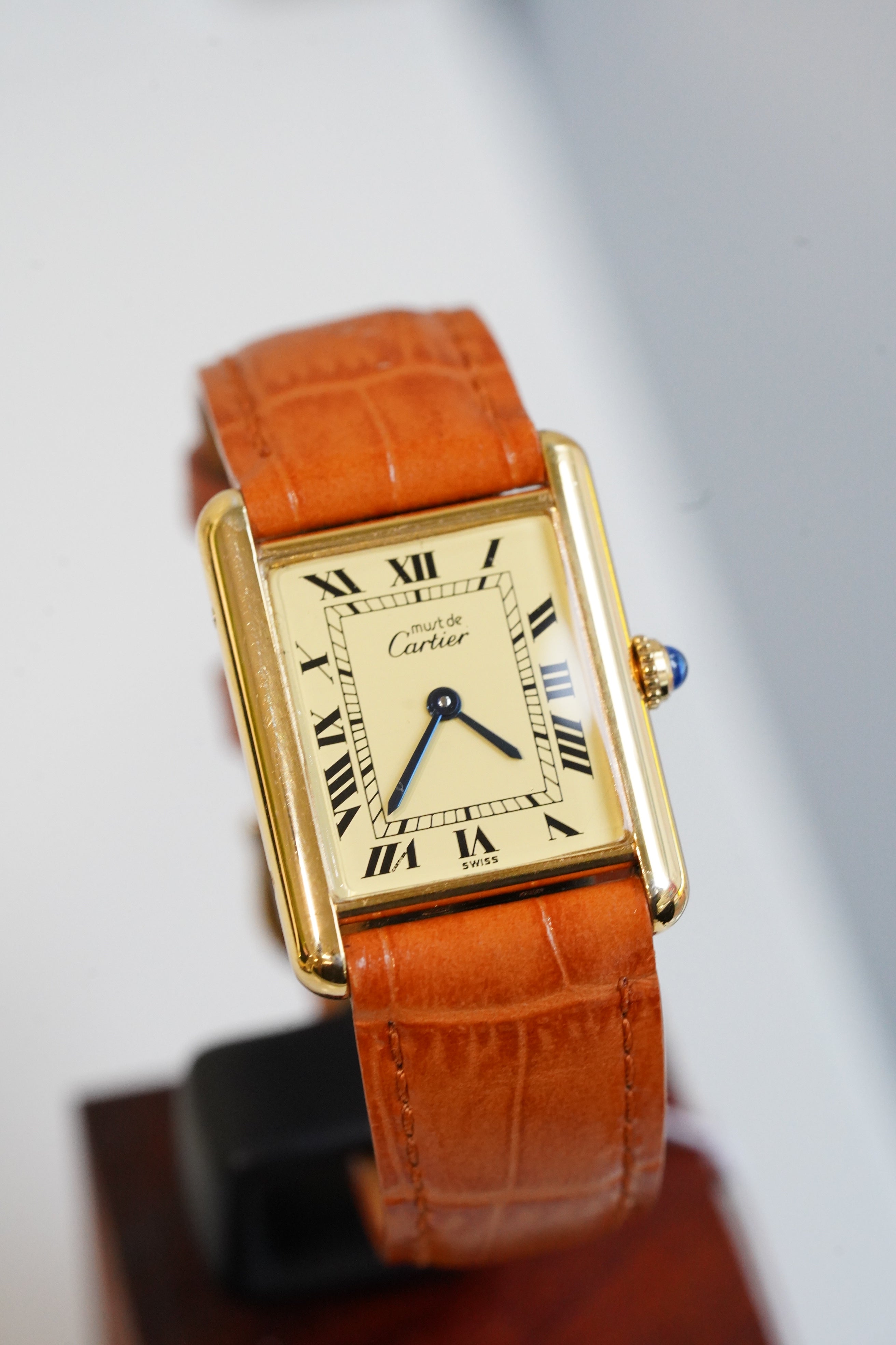 Cartier Vintage Tank Must Vermeil Gold Plated Silver  / yellow Dial 2