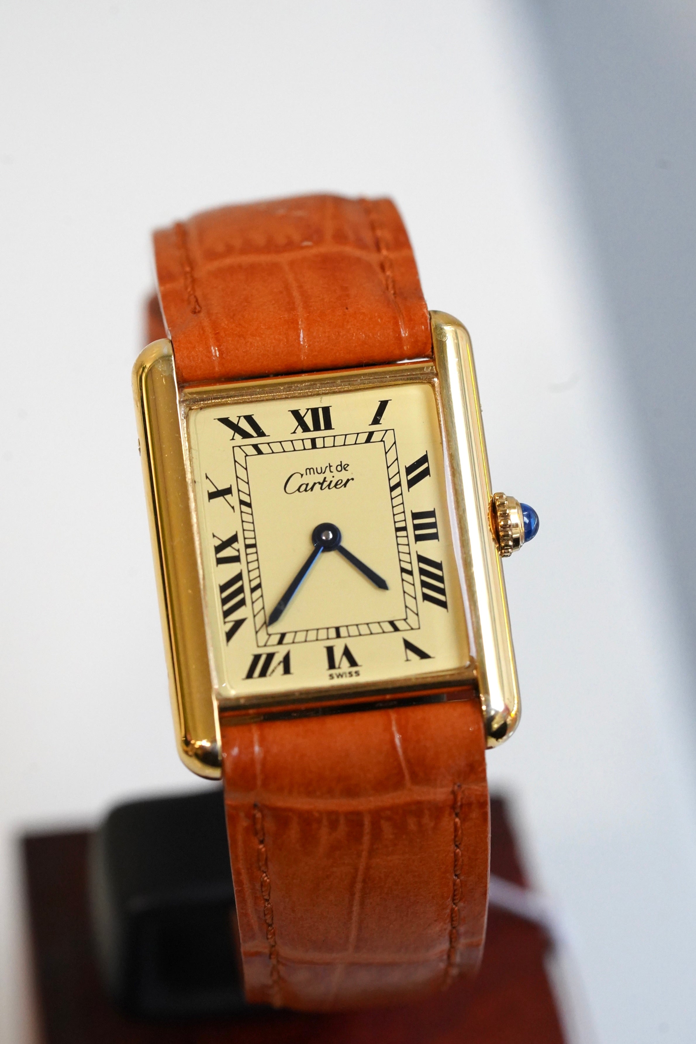 Cartier Vintage Tank Must Vermeil Gold Plated Silver  / yellow Dial 2