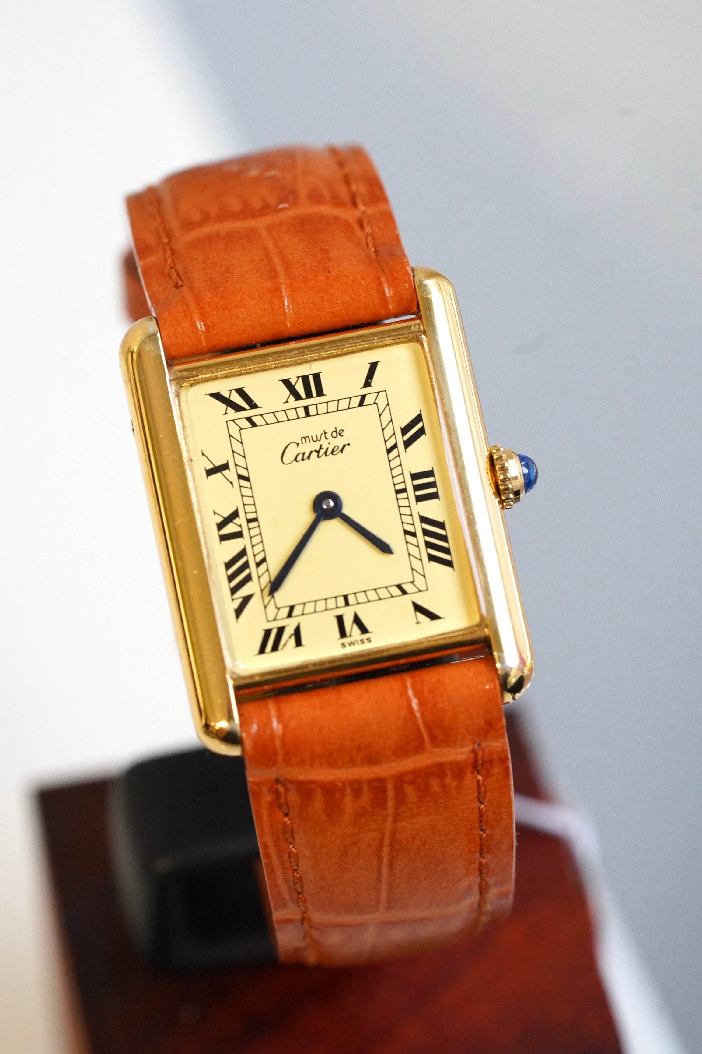 Cartier Vintage Tank Must Vermeil Gold Plated Silver  / yellow Dial 2