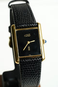 Cartier Vintage Tank Must Vermeil Gold Plated Silver  / Black
