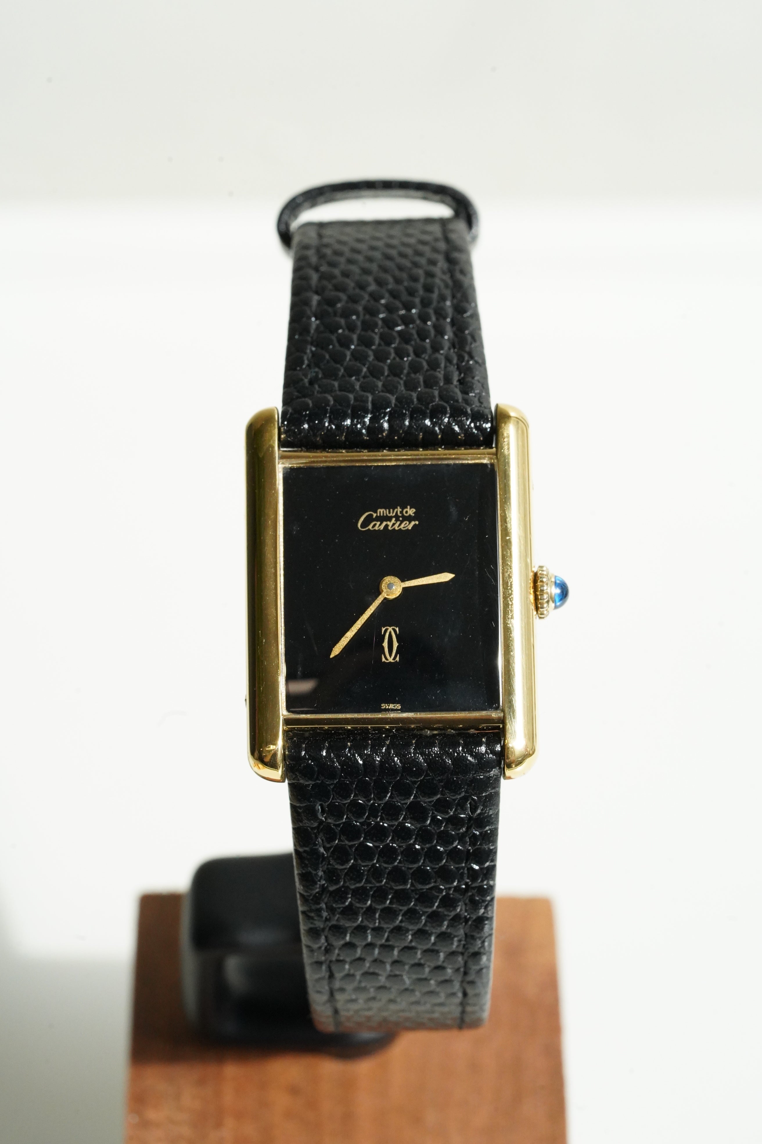 Cartier Vintage Tank Must Vermeil Gold Plated Silver  / Black