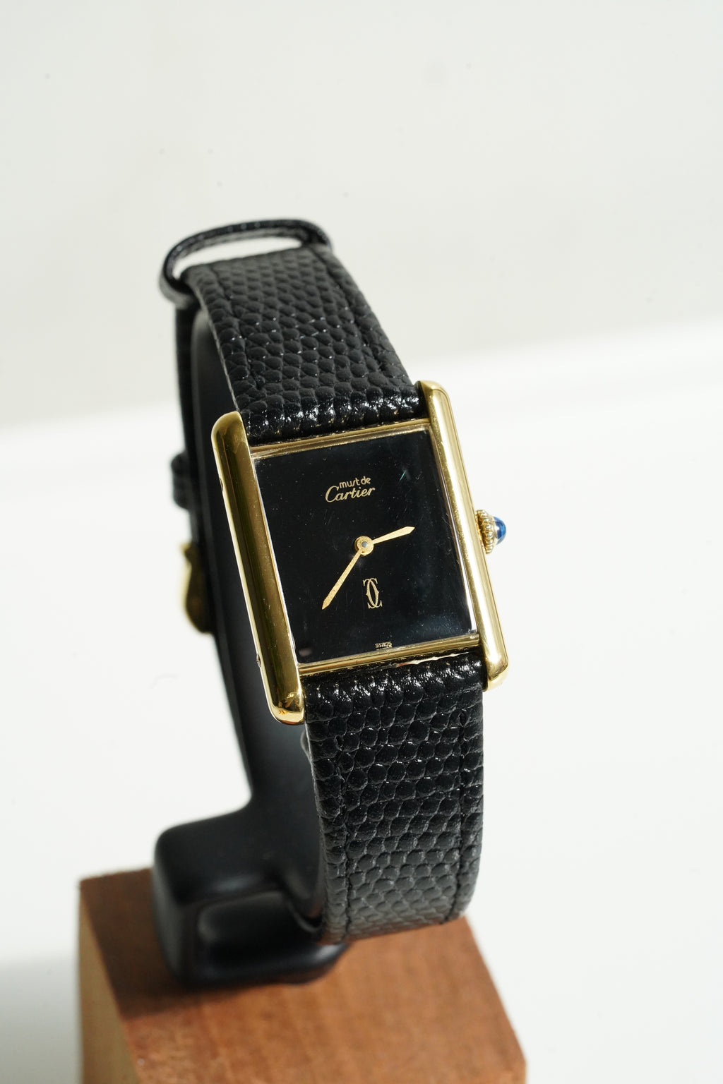 Cartier Vintage Tank Must Vermeil Gold Plated Silver  / Black