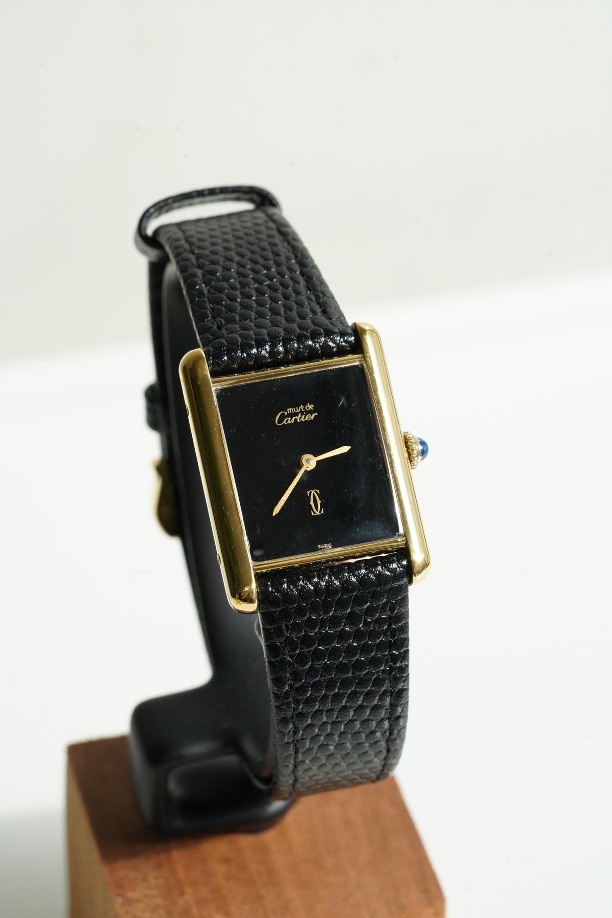Cartier Vintage Tank Must Vermeil Gold Plated Silver  / Black