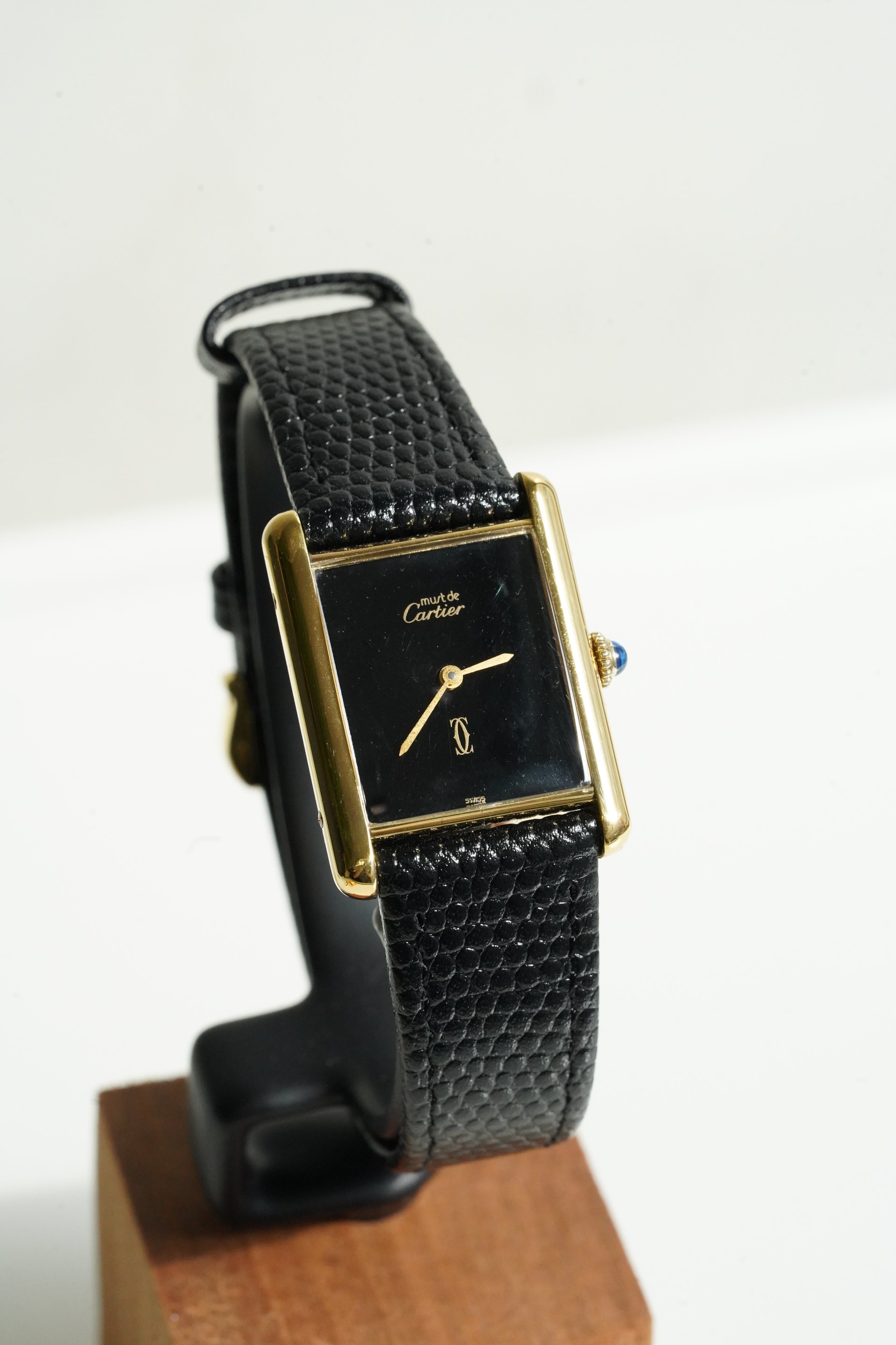 Cartier Vintage Tank Must Vermeil Gold Plated Silver  / Black