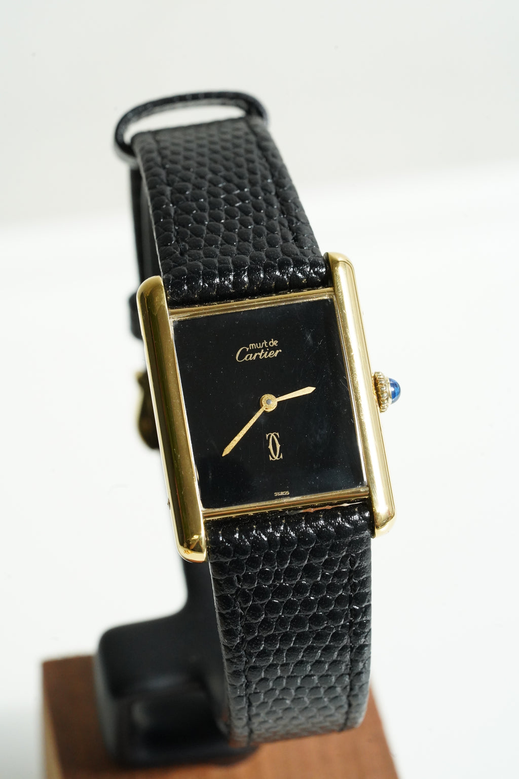 Cartier Vintage Tank Must Vermeil Gold Plated Silver  / Black