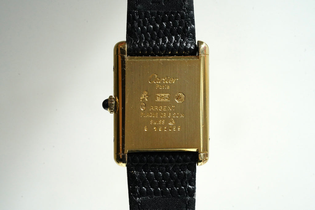 Cartier Vintage Tank Must Vermeil Gold Plated Silver  / Black