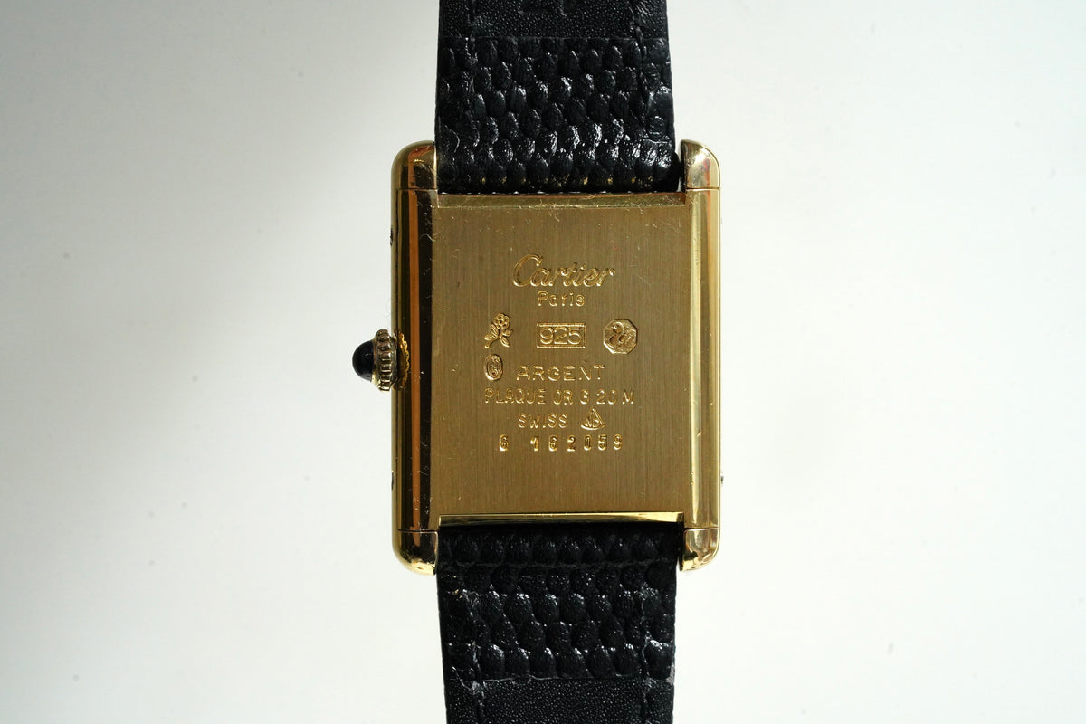 Cartier Vintage Tank Must Vermeil Gold Plated Silver  / Black
