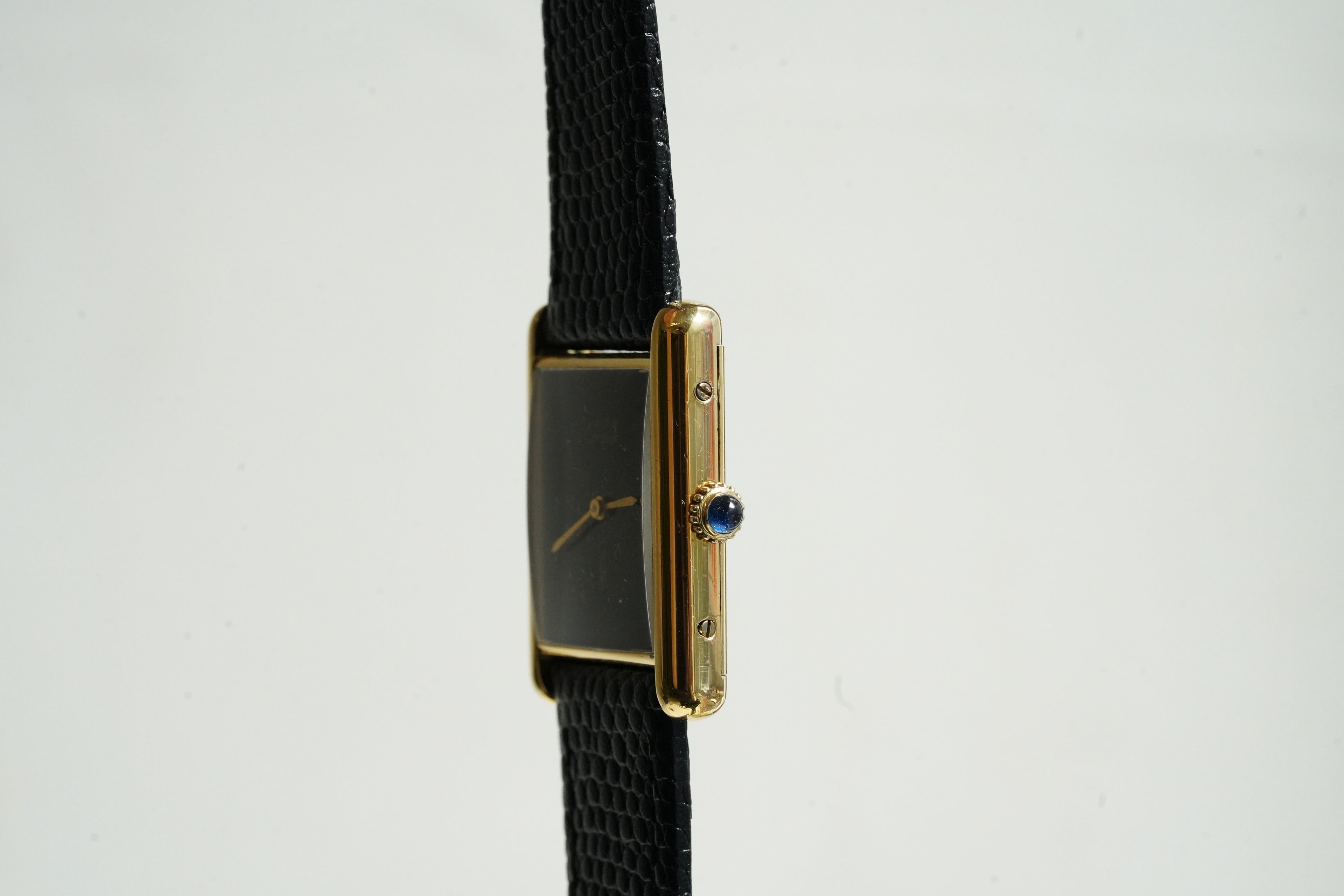 Cartier Vintage Tank Must Vermeil Gold Plated Silver  / Black