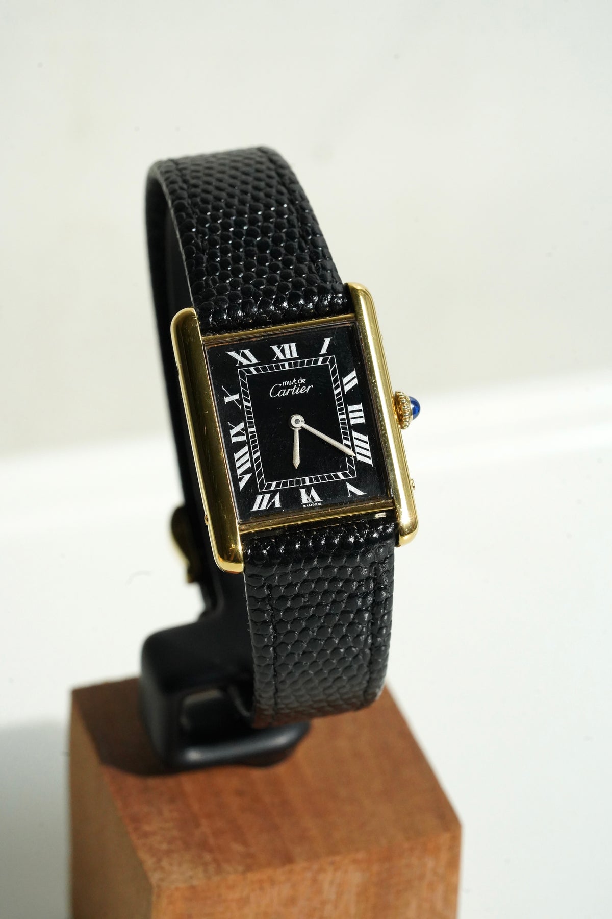 Cartier Vintage Tank Must Vermeil Gold Plated Silver  / Black Dial