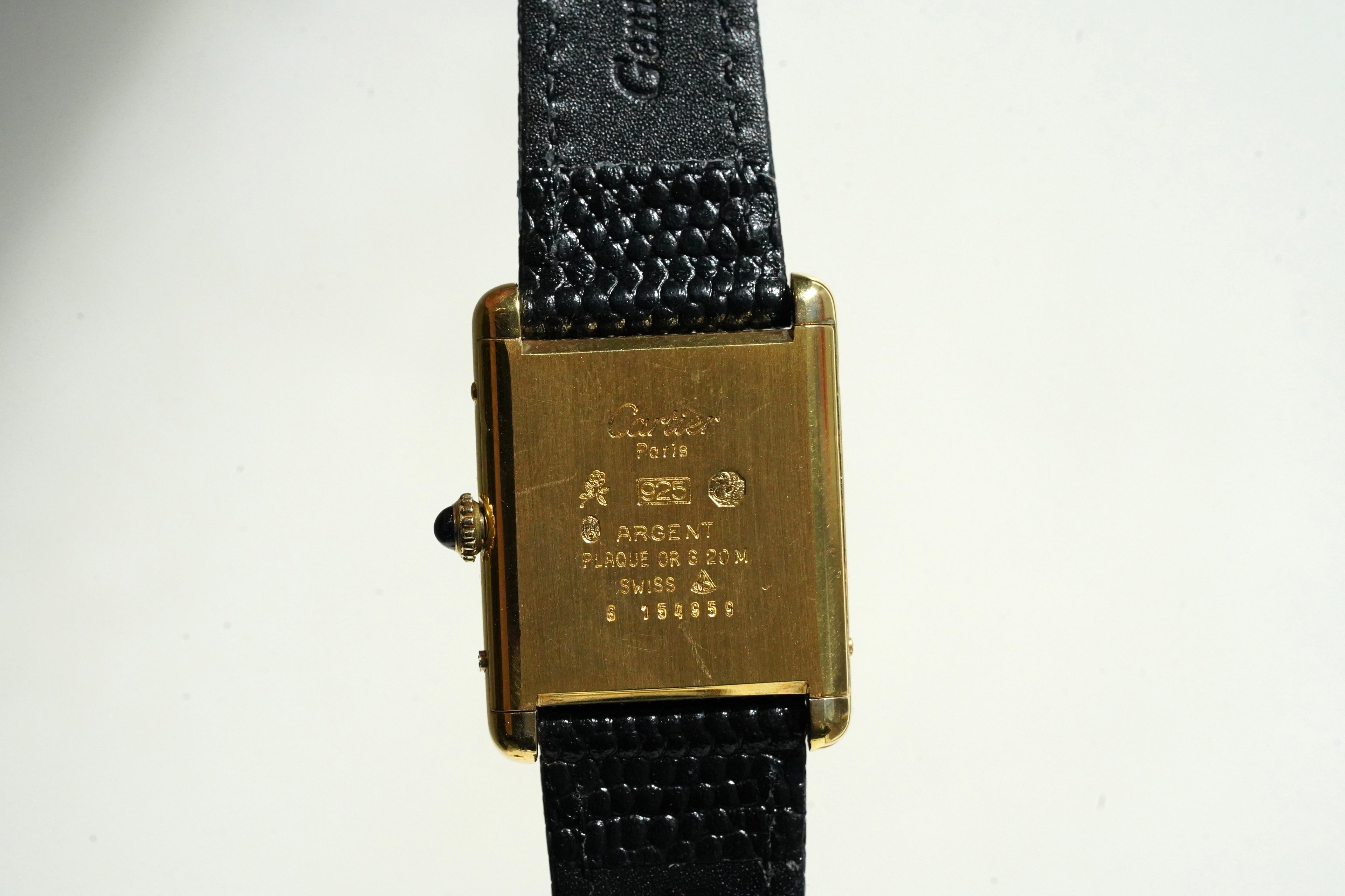 Cartier Vintage Tank Must Vermeil Gold Plated Silver  / Black Dial