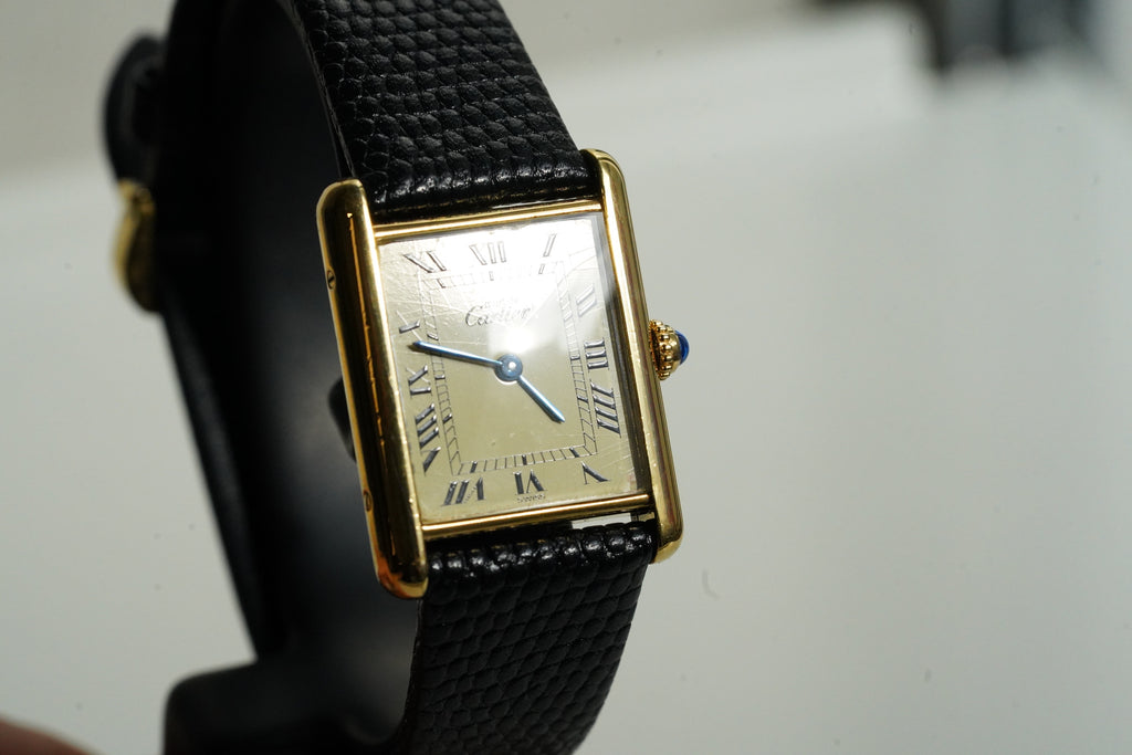 Cartier Vintage Tank Must Vermeil Gold Plated Silver  / yellow Dial
