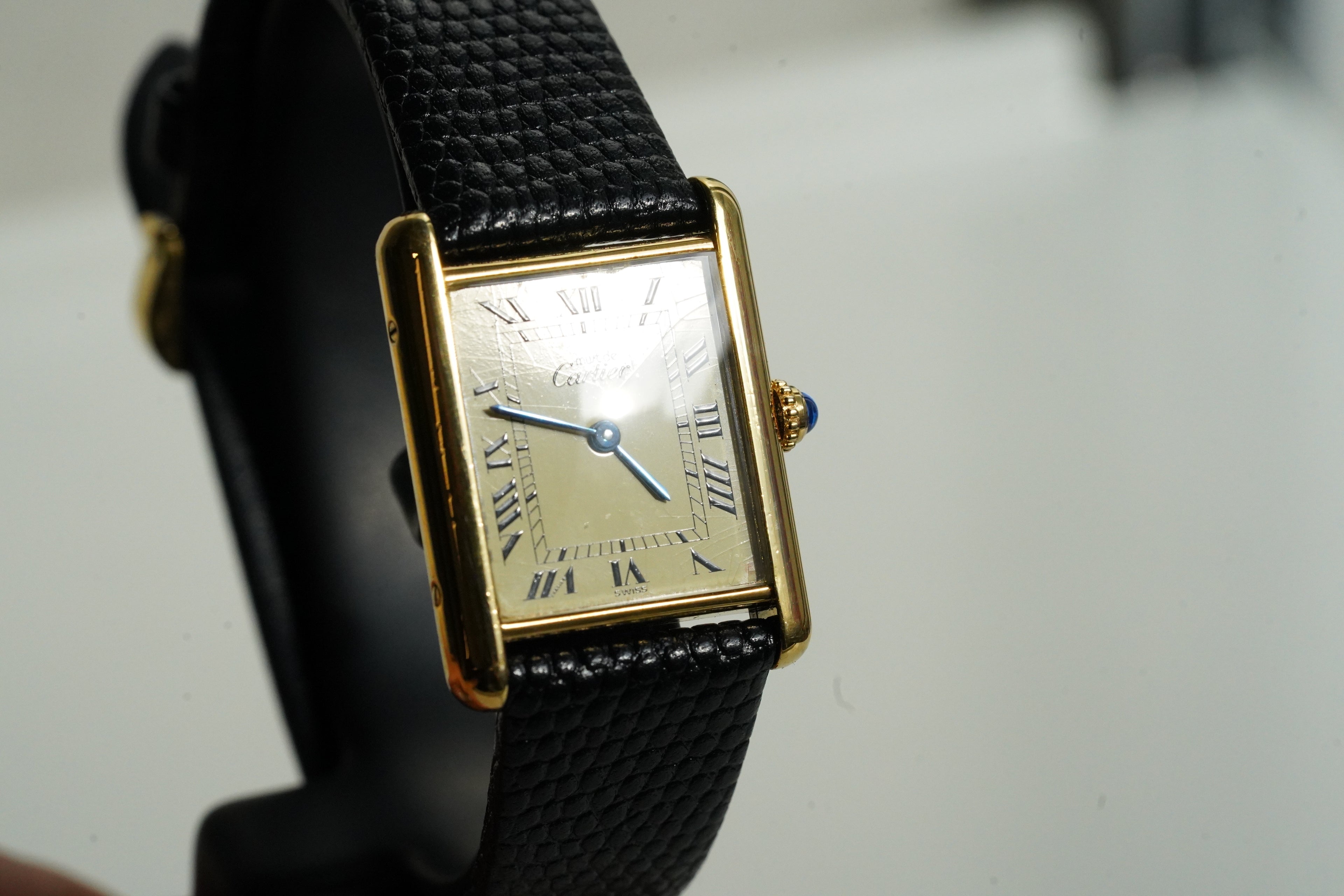 Cartier Vintage Tank Must Vermeil Gold Plated Silver  / yellow Dial