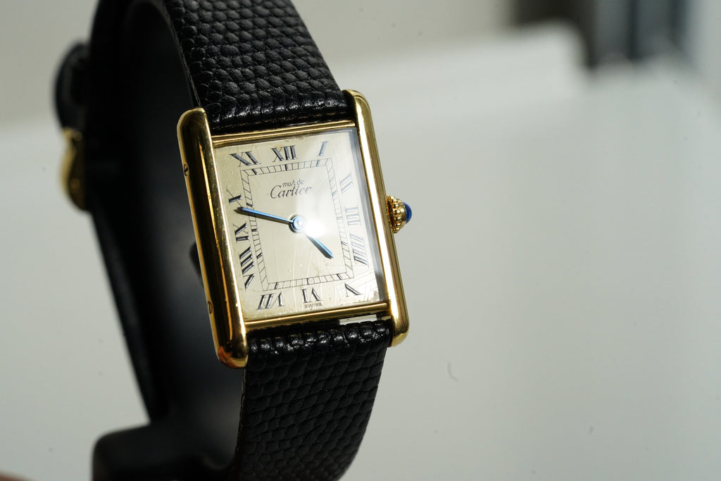 Cartier Vintage Tank Must Vermeil Gold Plated Silver  / yellow Dial