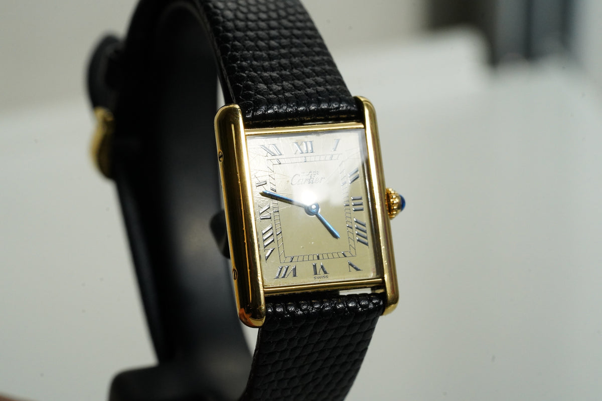 Cartier Vintage Tank Must Vermeil Gold Plated Silver  / yellow Dial