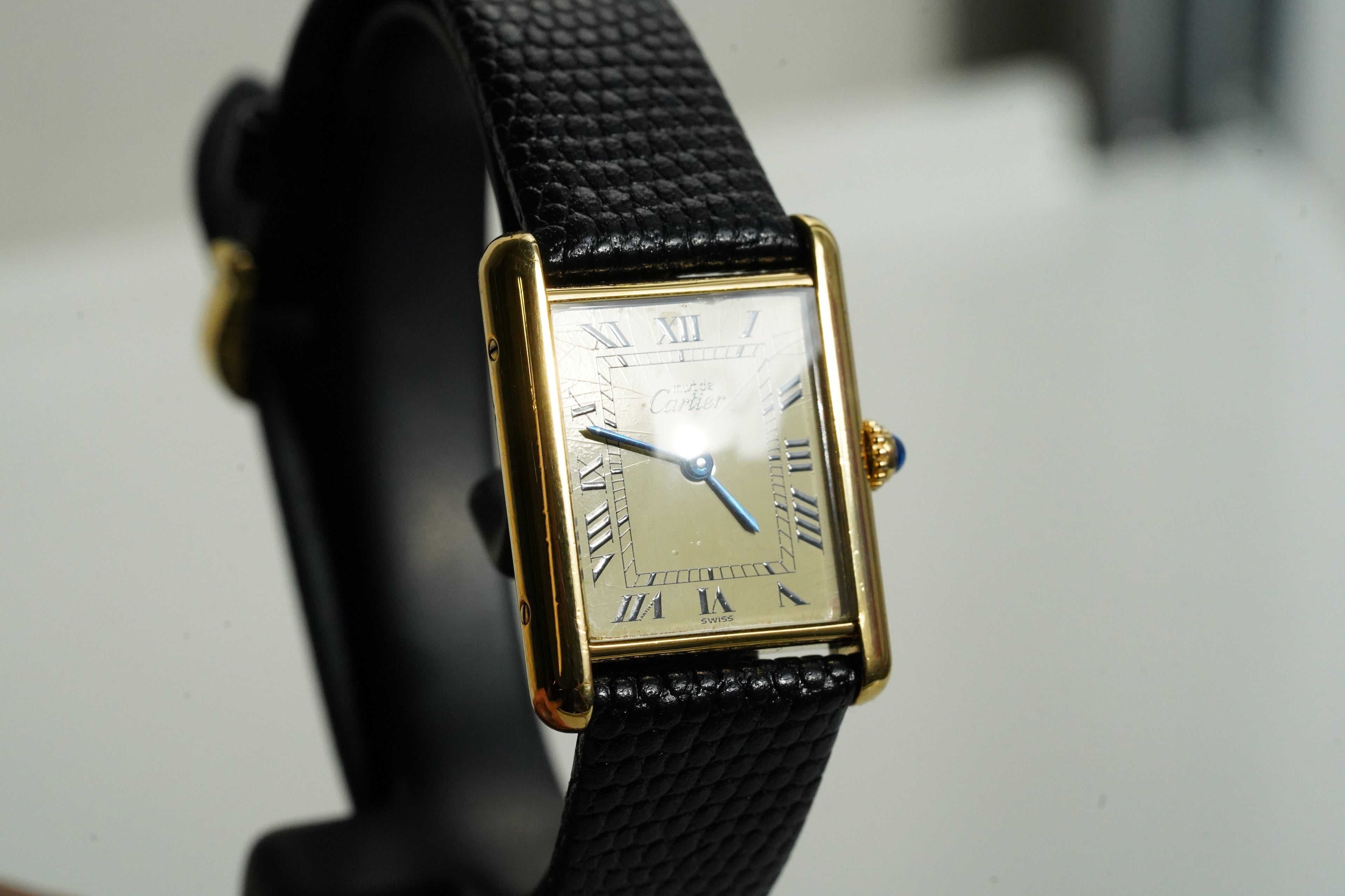 Cartier Vintage Tank Must Vermeil Gold Plated Silver  / yellow Dial