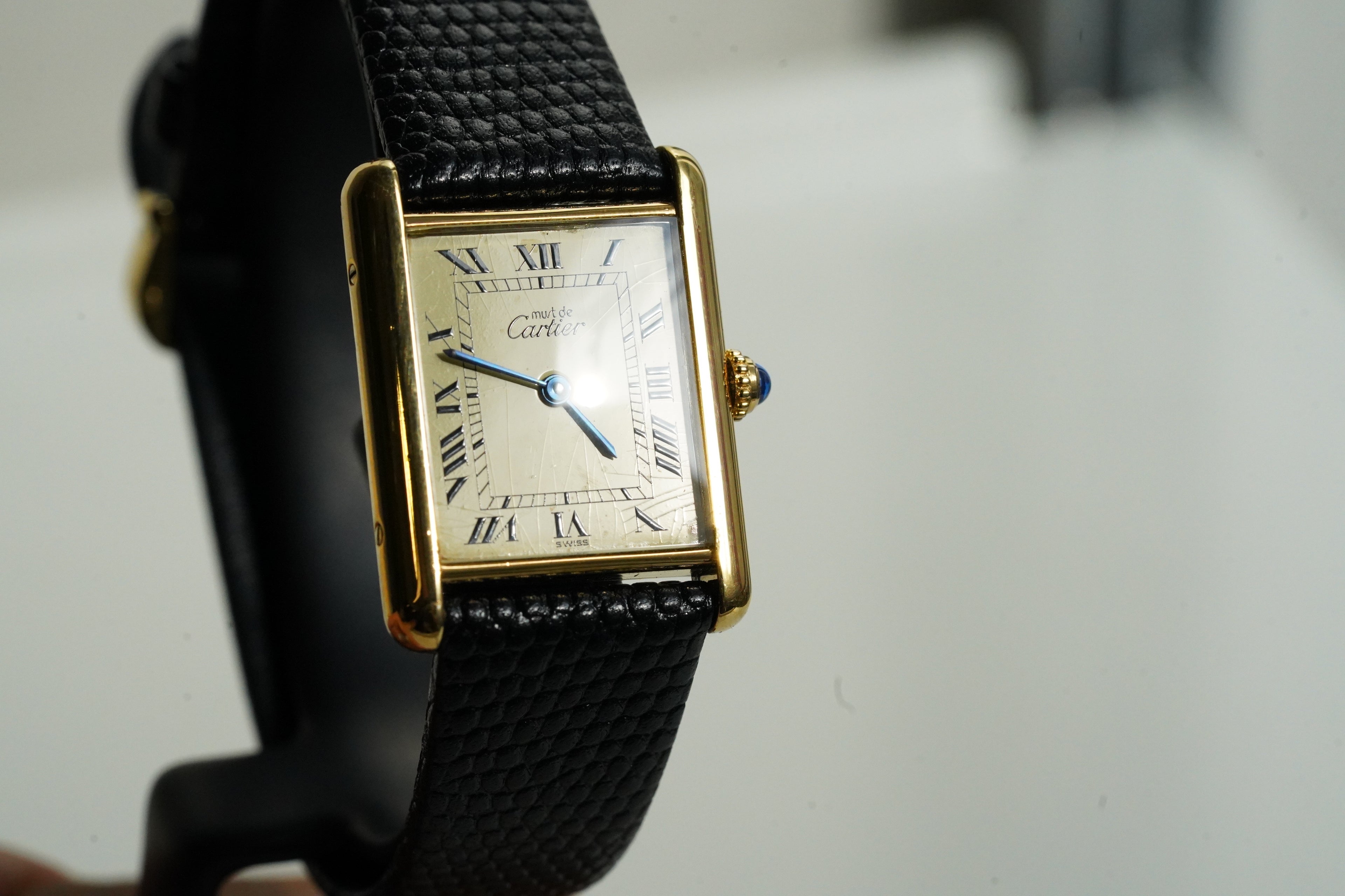 Cartier Vintage Tank Must Vermeil Gold Plated Silver  / yellow Dial