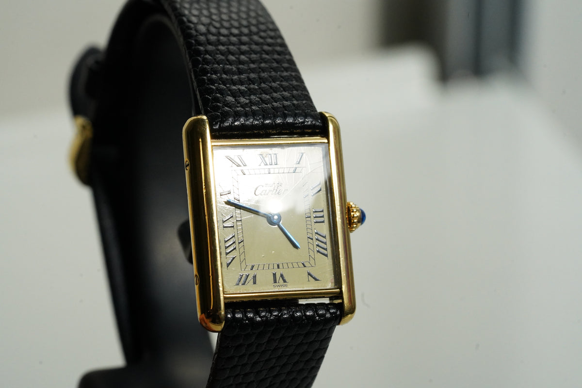 Cartier Vintage Tank Must Vermeil Gold Plated Silver  / yellow Dial