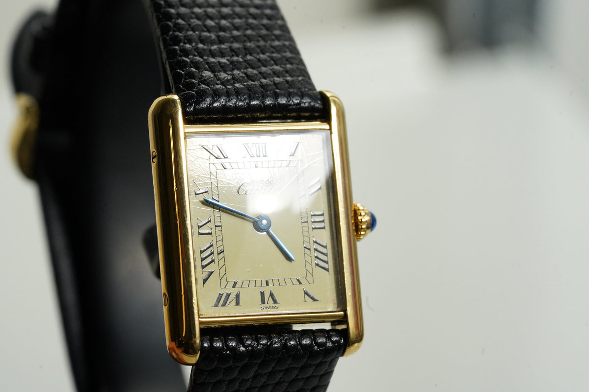 Cartier Vintage Tank Must Vermeil Gold Plated Silver  / yellow Dial