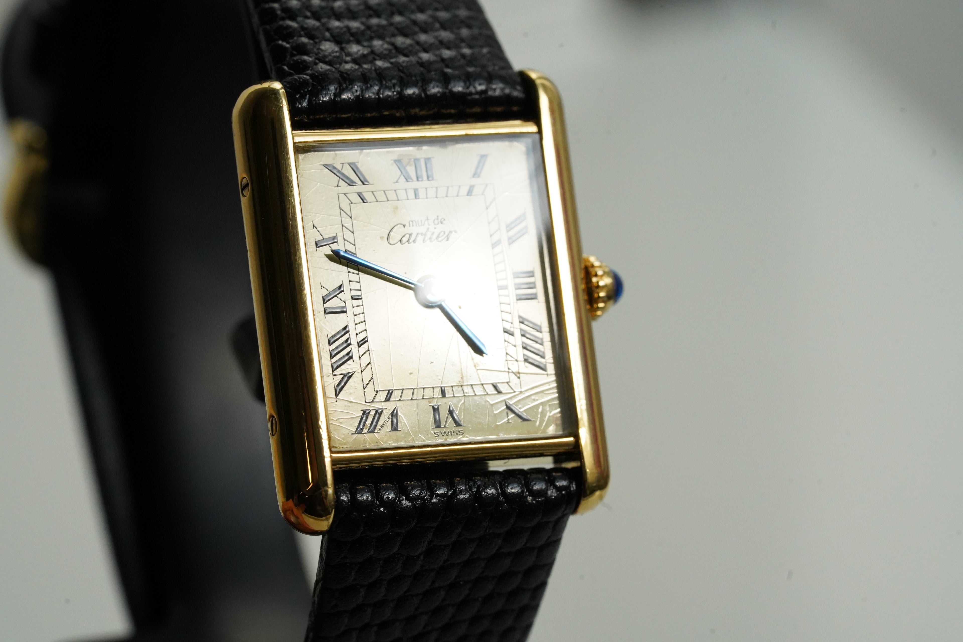 Cartier Vintage Tank Must Vermeil Gold Plated Silver  / yellow Dial