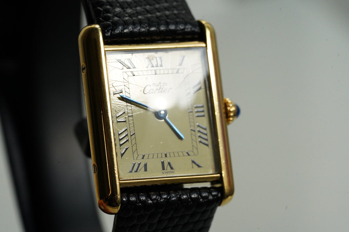 Cartier Vintage Tank Must Vermeil Gold Plated Silver  / yellow Dial