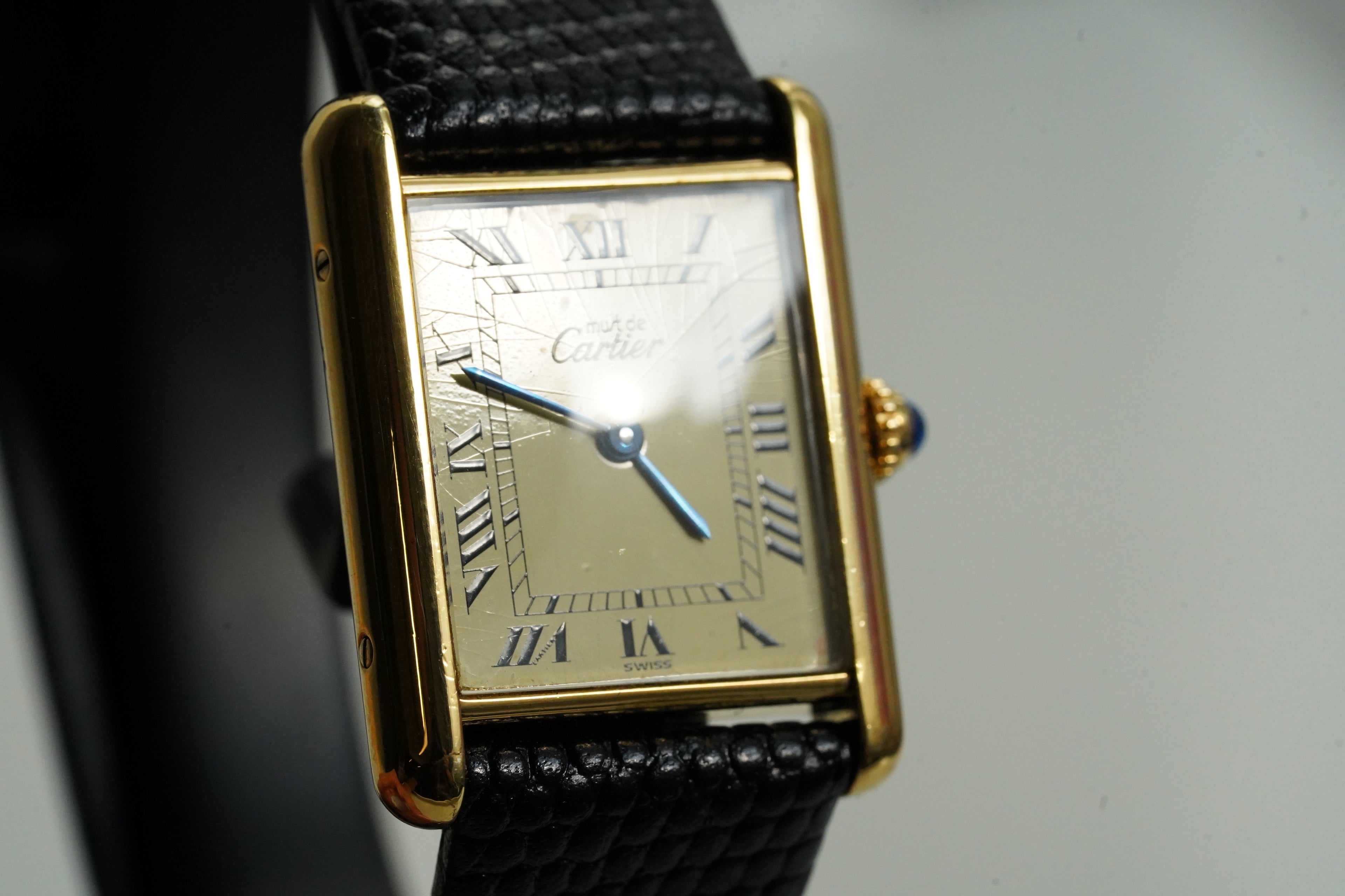Cartier Vintage Tank Must Vermeil Gold Plated Silver  / yellow Dial