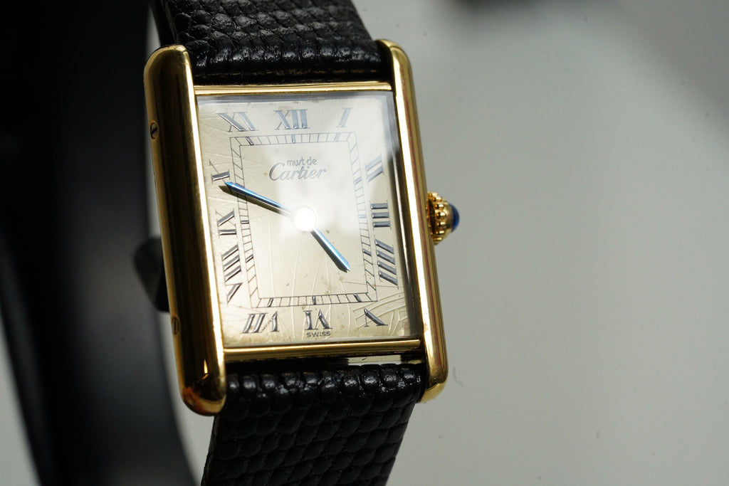 Cartier Vintage Tank Must Vermeil Gold Plated Silver  / yellow Dial