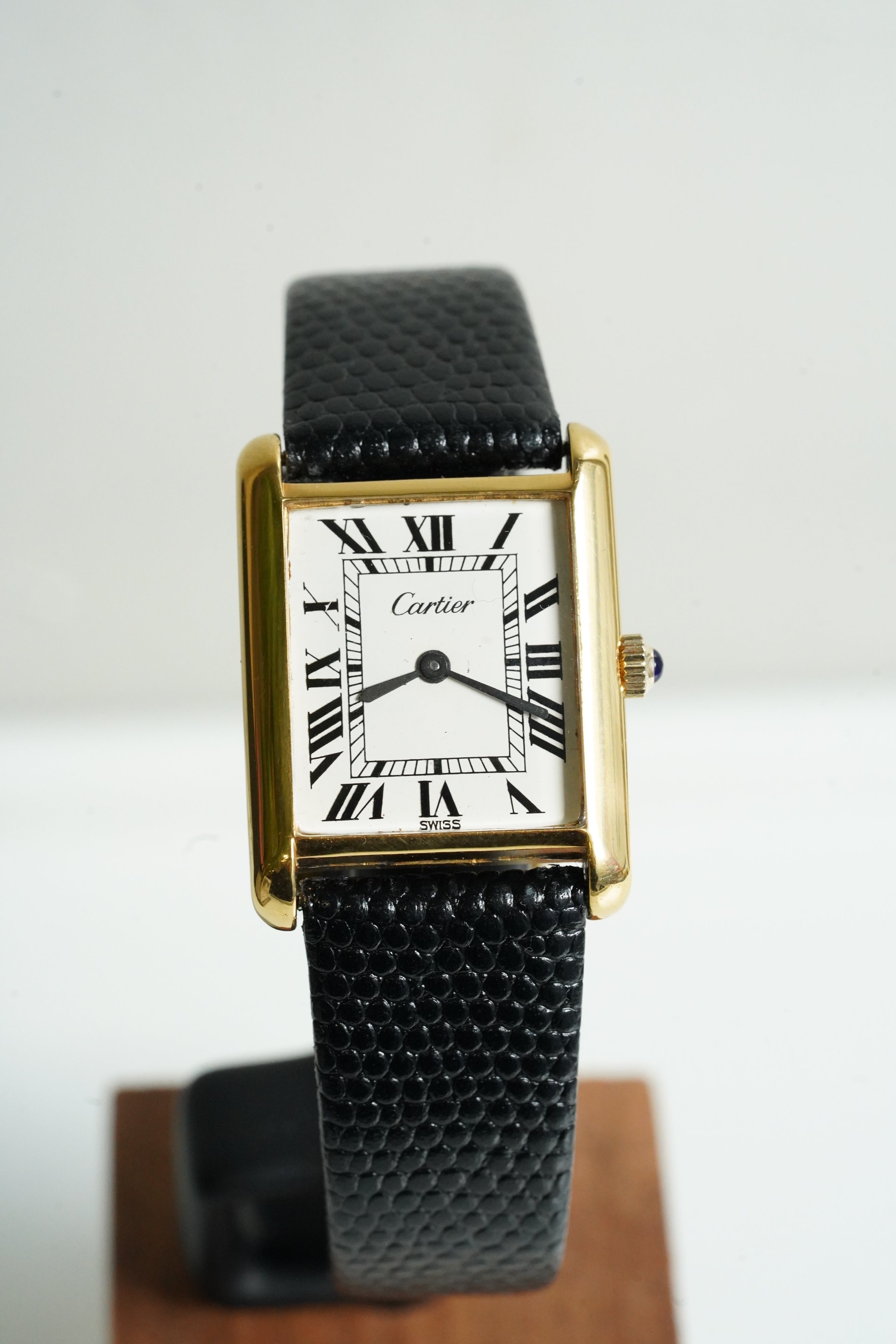 Cartier Vintage Tank Pre Must Vermeil Gold Plated Silver  / White