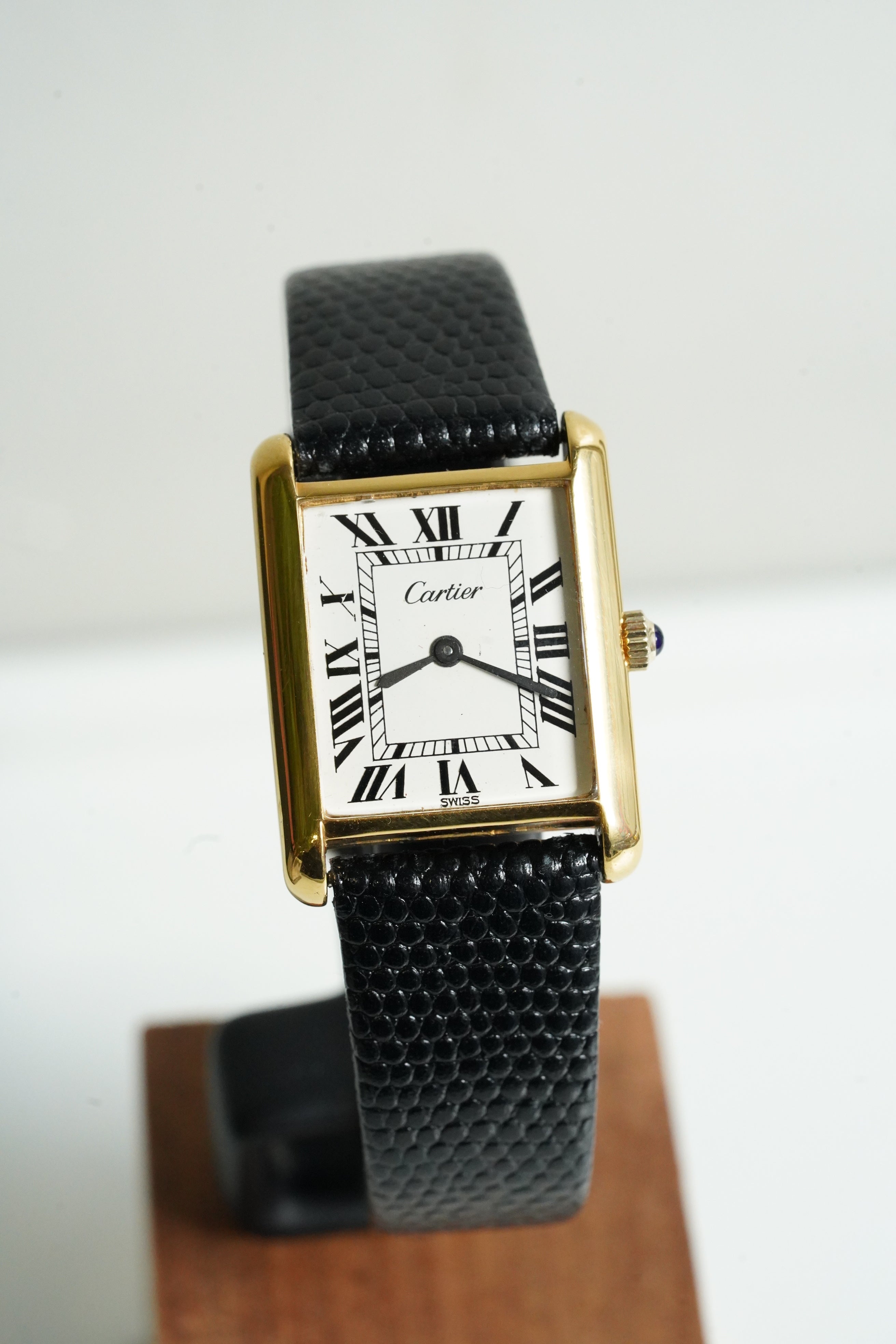 Cartier Vintage Tank Pre Must Vermeil Gold Plated Silver  / White