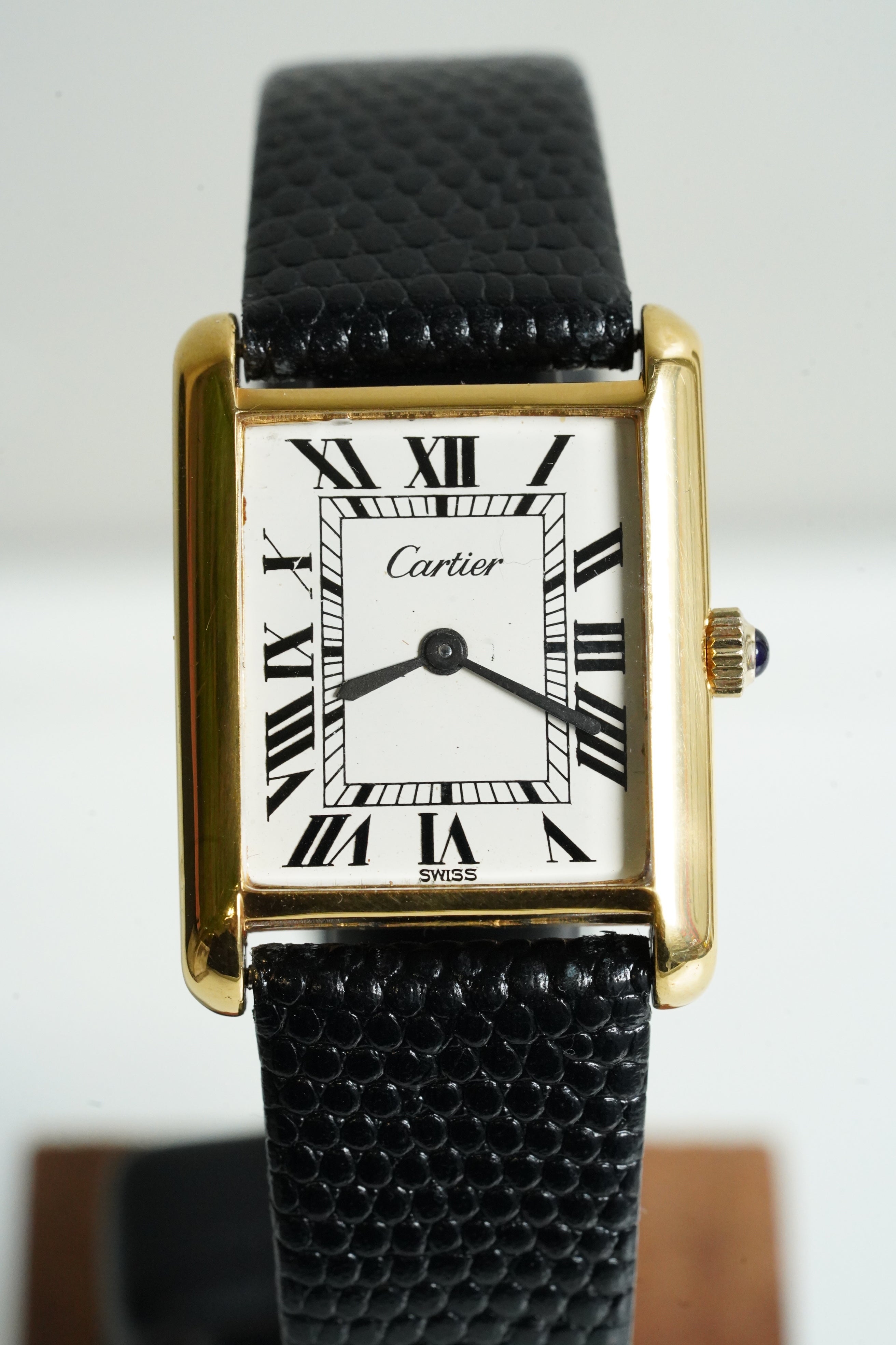 Cartier Vintage Tank Pre Must Vermeil Gold Plated Silver  / White