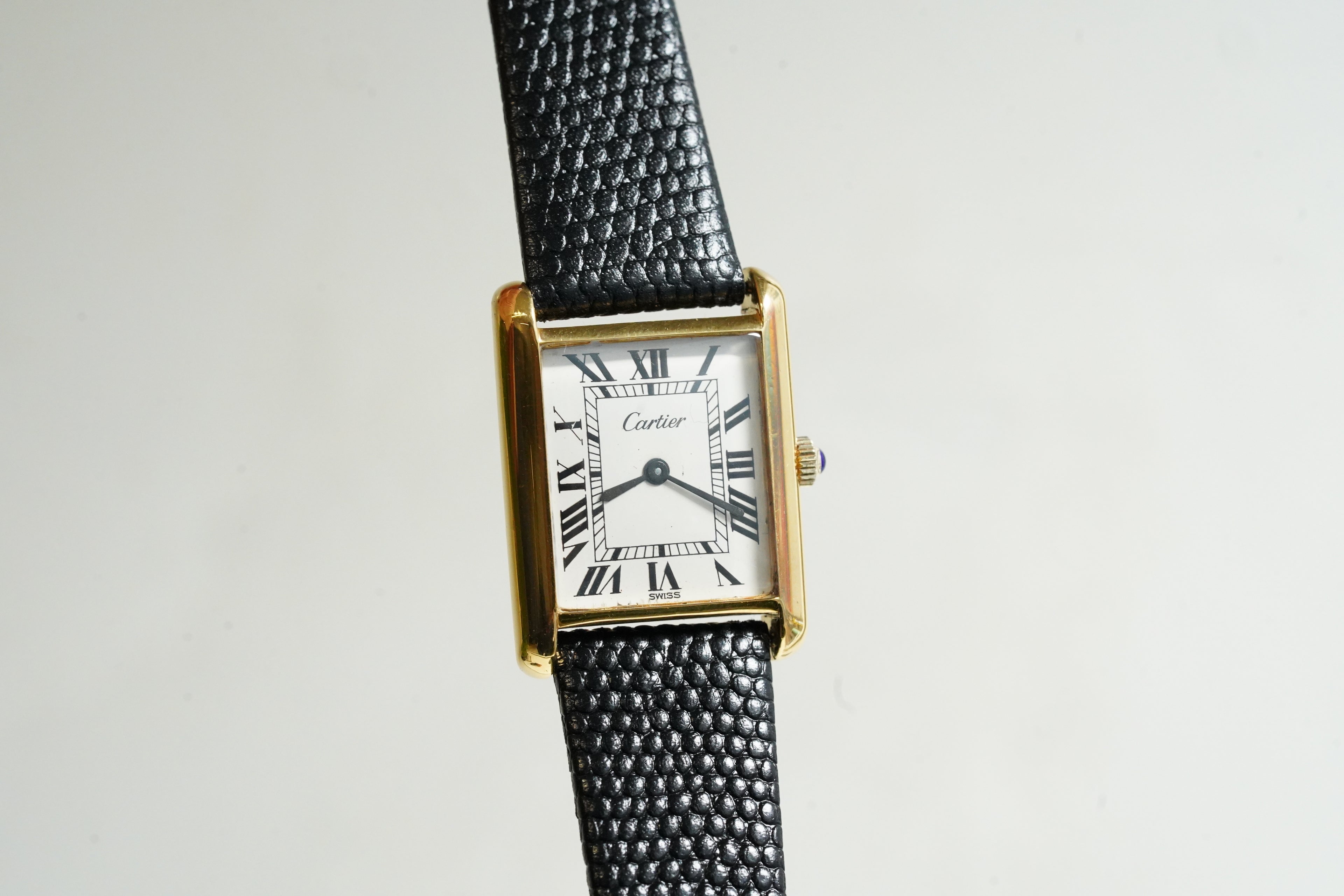 Cartier Vintage Tank Pre Must Vermeil Gold Plated Silver  / White