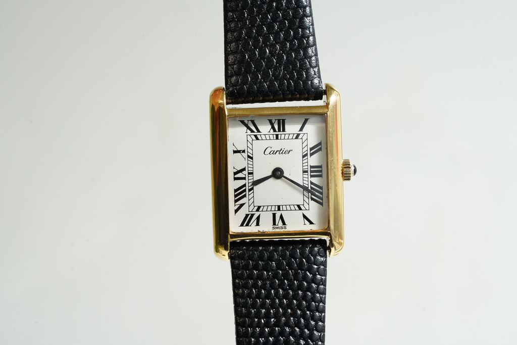 Cartier Vintage Tank Pre Must Vermeil Gold Plated Silver  / White